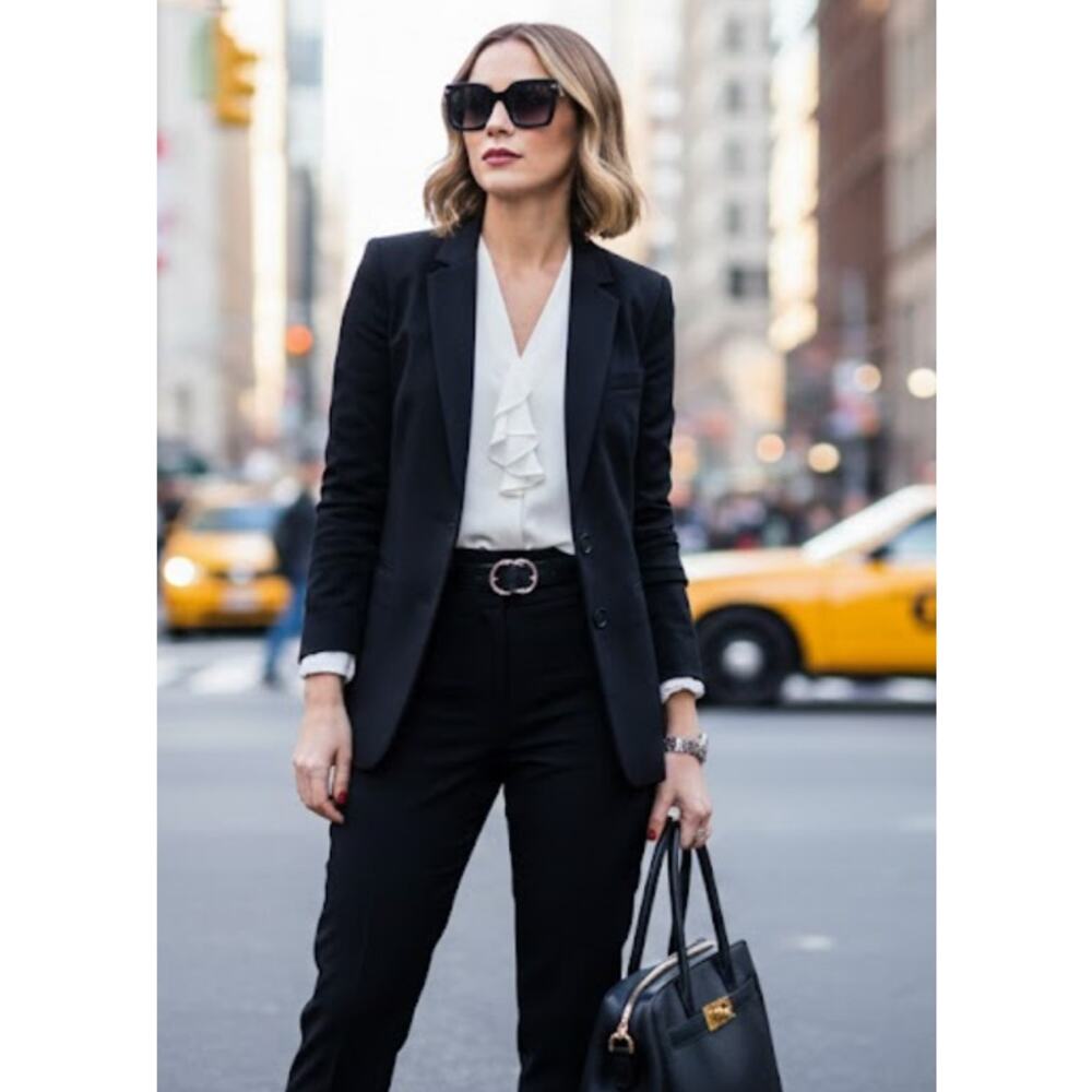 Banana Republic Long & Lean Black Wool Blend Blazer Size 4